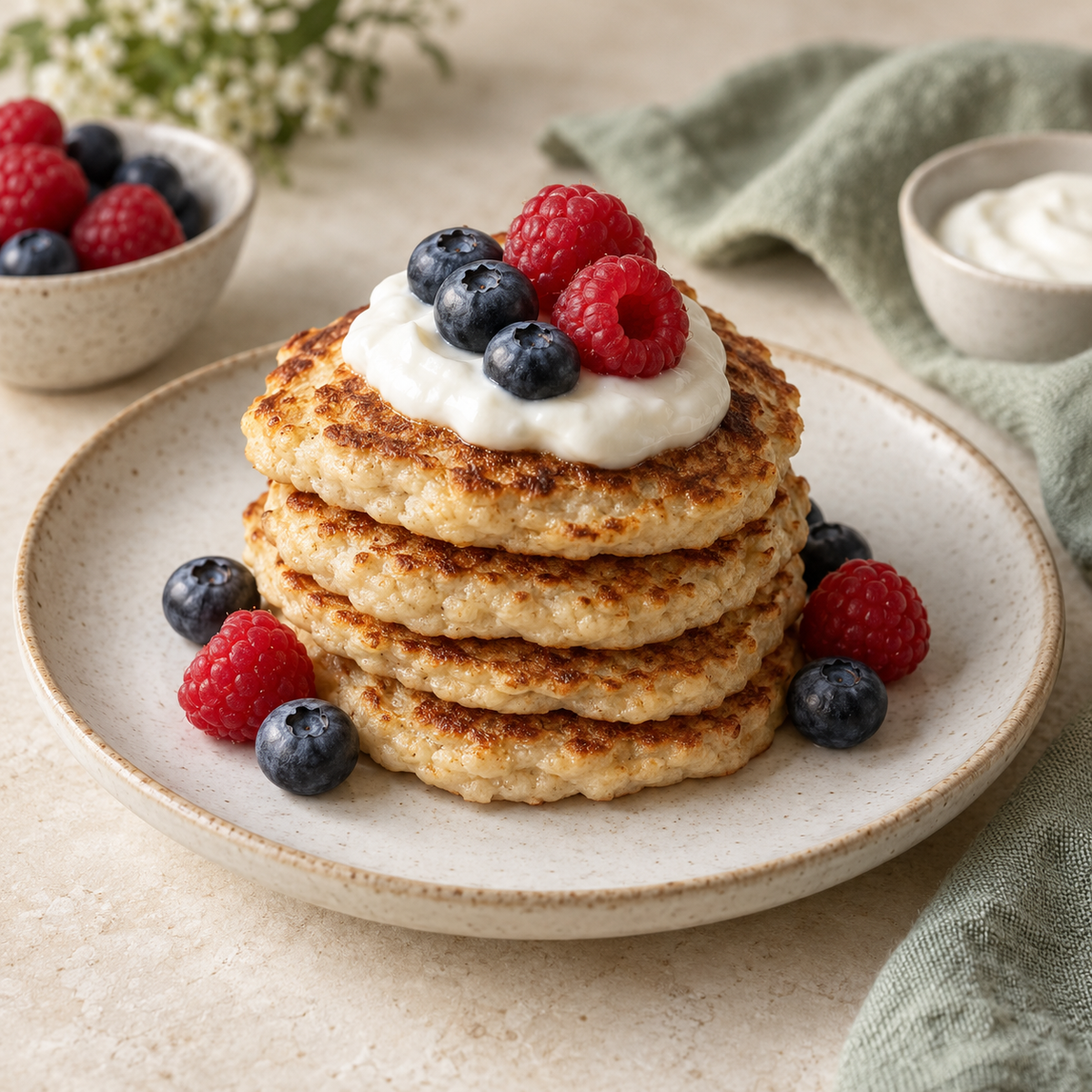 Cottage Cheese & Banana Protein Pancakes