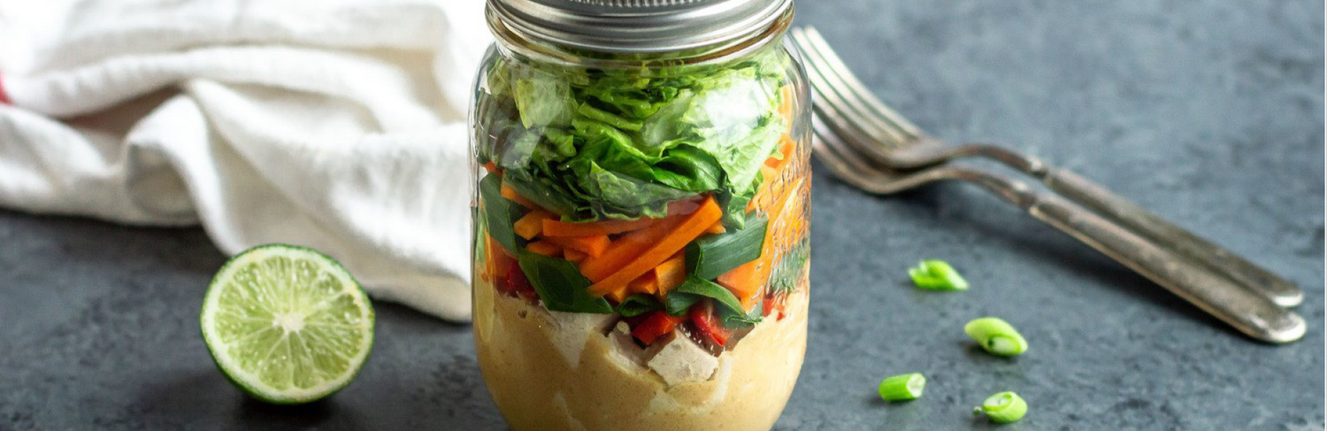 Peanut Lime Chicken Mason Jar Salad